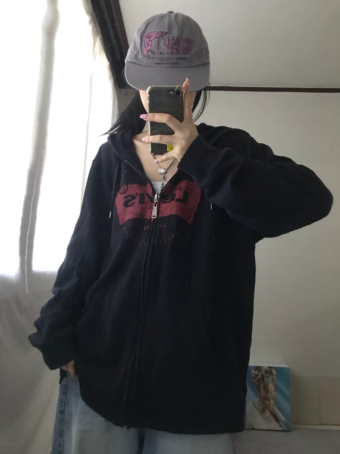 리바이스 블랙 오버핏 후드집업 상품이미지5