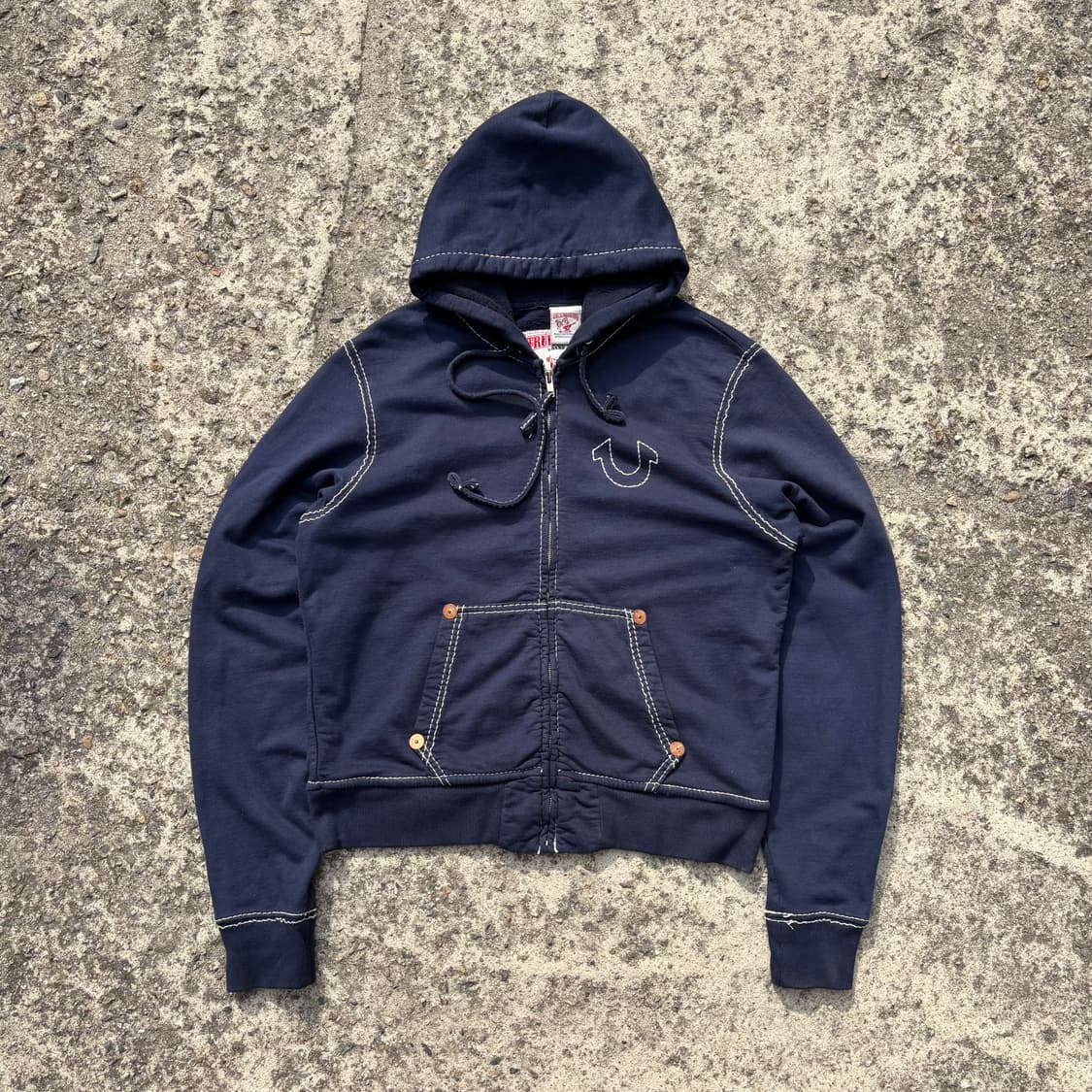 (M) 트루릴리전 스웻셔츠 BIG T 스티치 후드 집업 상품이미지1