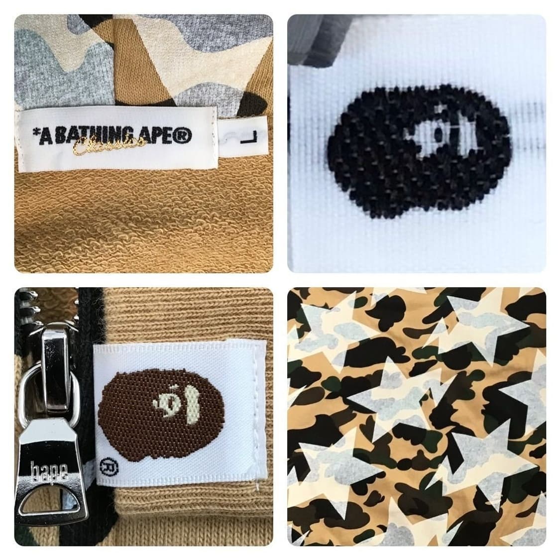 베이프 황계 스타 후드집업 L 상품이미지4