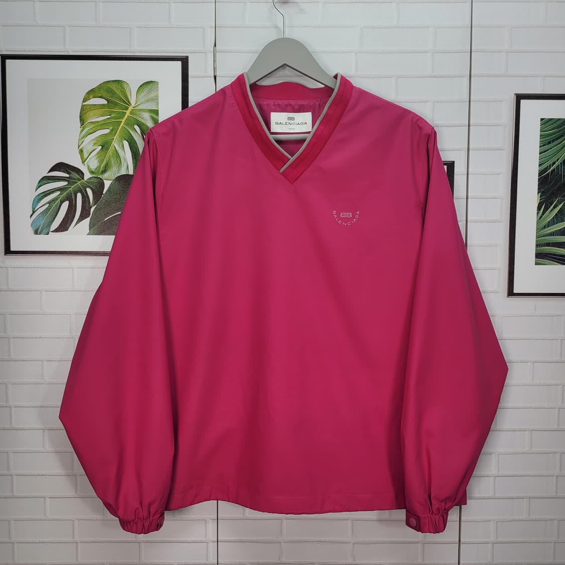 90s 발렌시아가 브이넥 웜업 바람막이 맨투맨 긴팔 티셔츠 100사이즈 상품이미지1