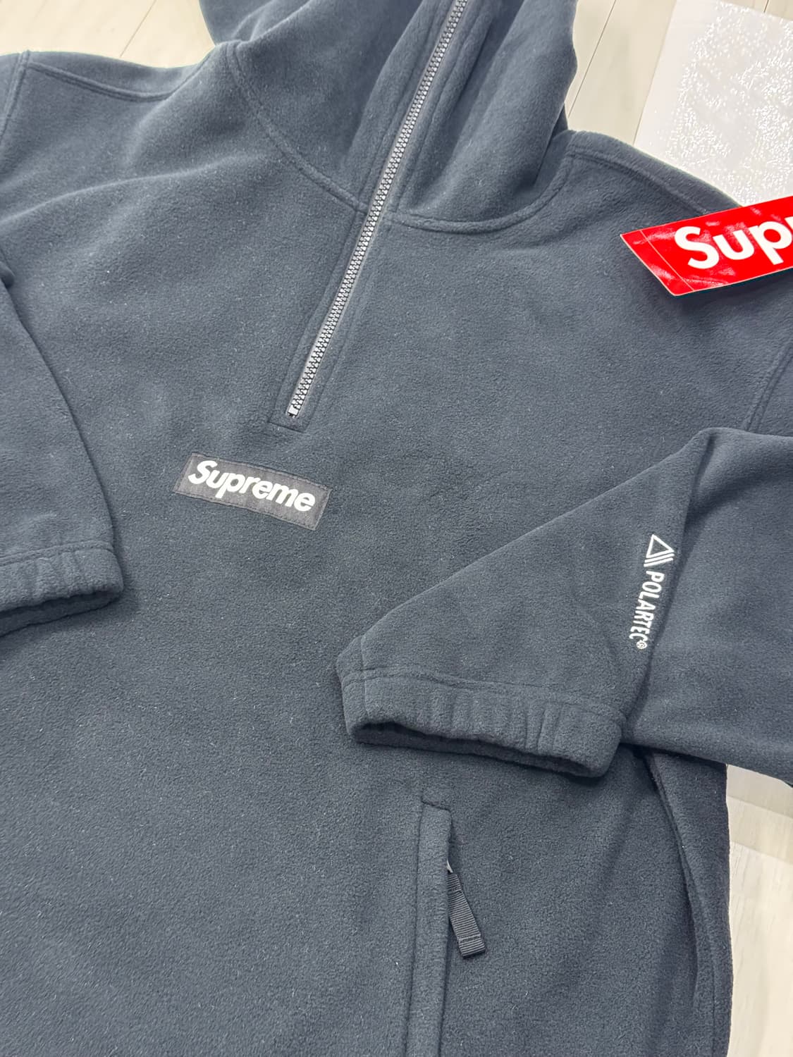 슈프림 폴라텍 페이스 마스크 하프 집 후드 스웨트셔츠 블랙 상품이미지5