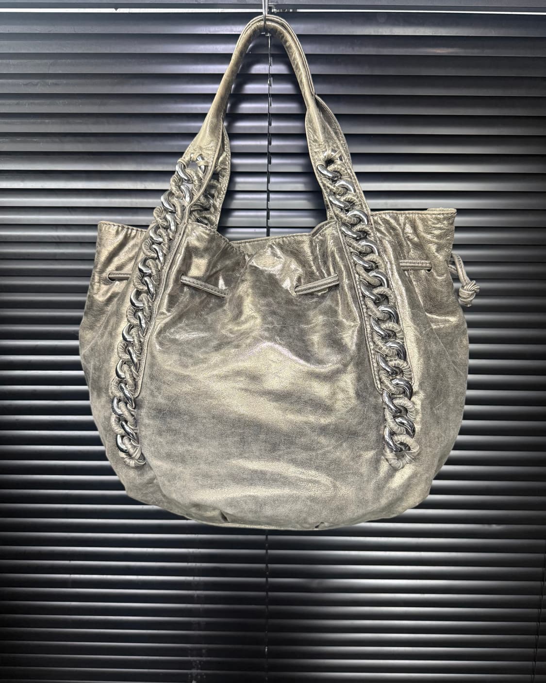 마이클 코어스 펄 골드 체인 손잡이 가죽 레더 숄더백 y2k 펑크 갸루 상품이미지6