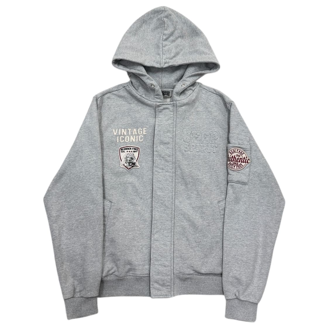 지프 빈티지 Y2K 패치 후드집업 자켓 그레이 S 상품이미지1
