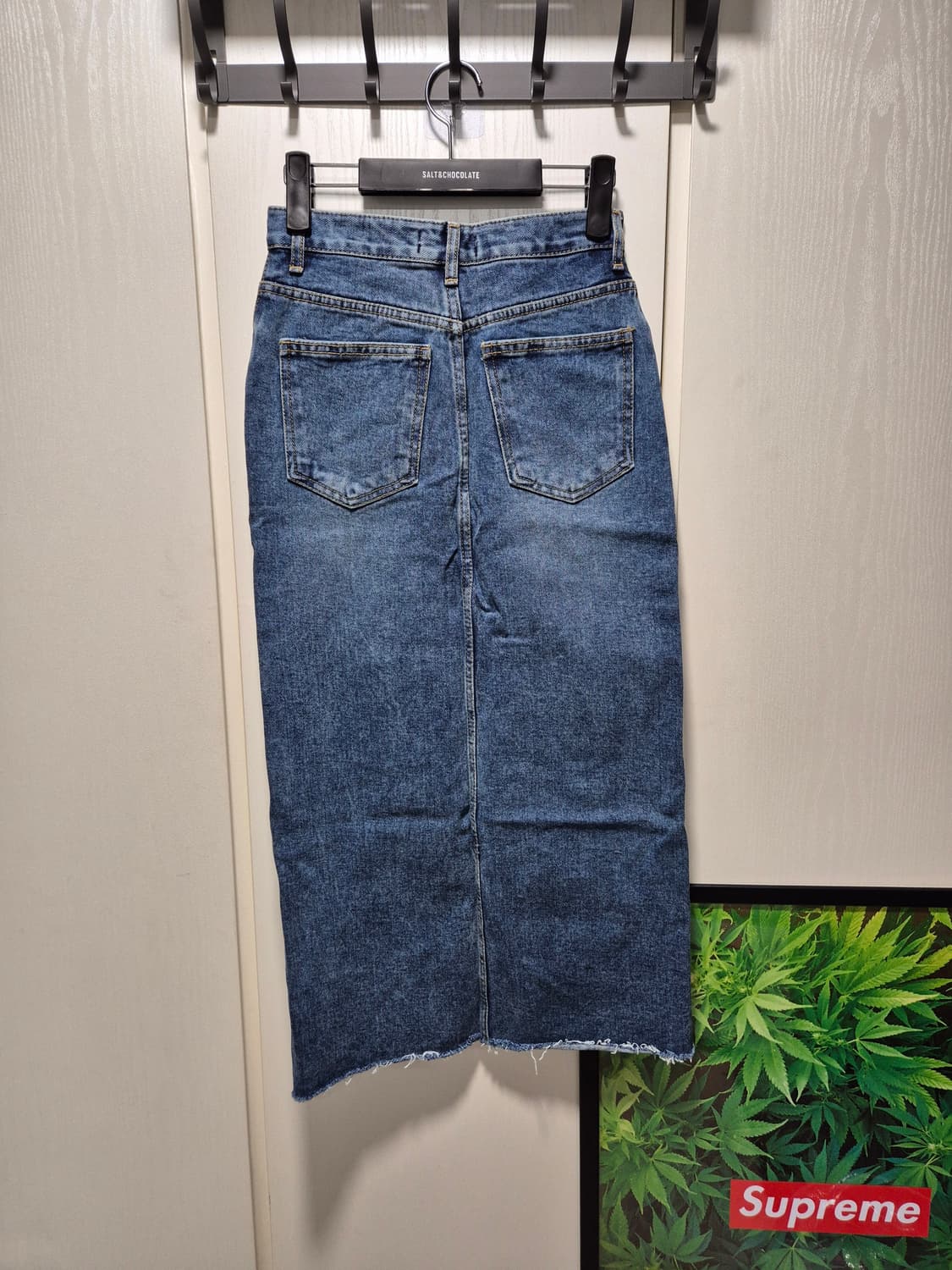 (새상품)vtg 중청 롱 데님 스커트 트임  스커트 상품이미지10