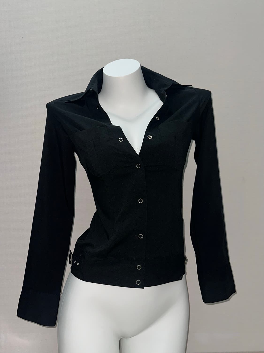 빈티지 블랙 딱붙 셔츠 상품이미지1