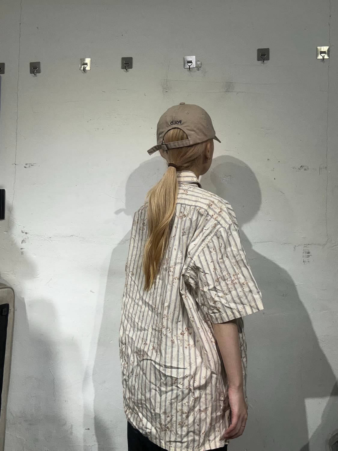 폴로 베이지 스트라이프 반팔 셔츠 L 상품이미지3