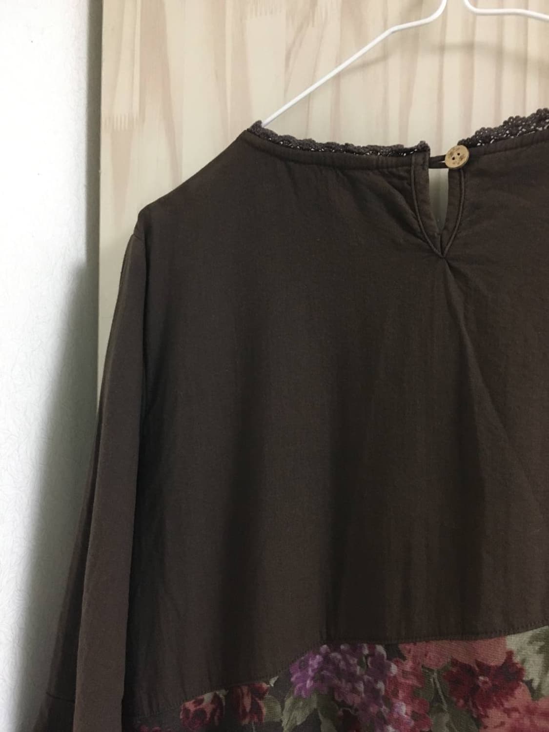 빈티지 보헤미안 히피 모리걸 하구미 브라운 가을 레이스 플라워 원피스 상품이미지4
