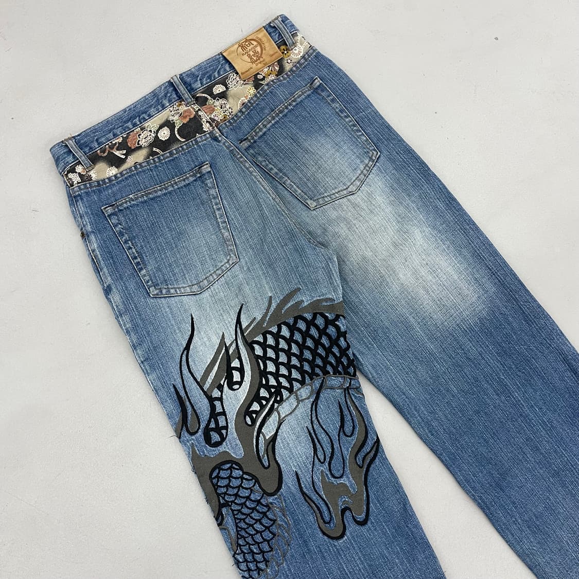 카라쿠리 타마시 제팬 드래곤 용자수 오리엔탈 와이드 데님팬츠 상품이미지4