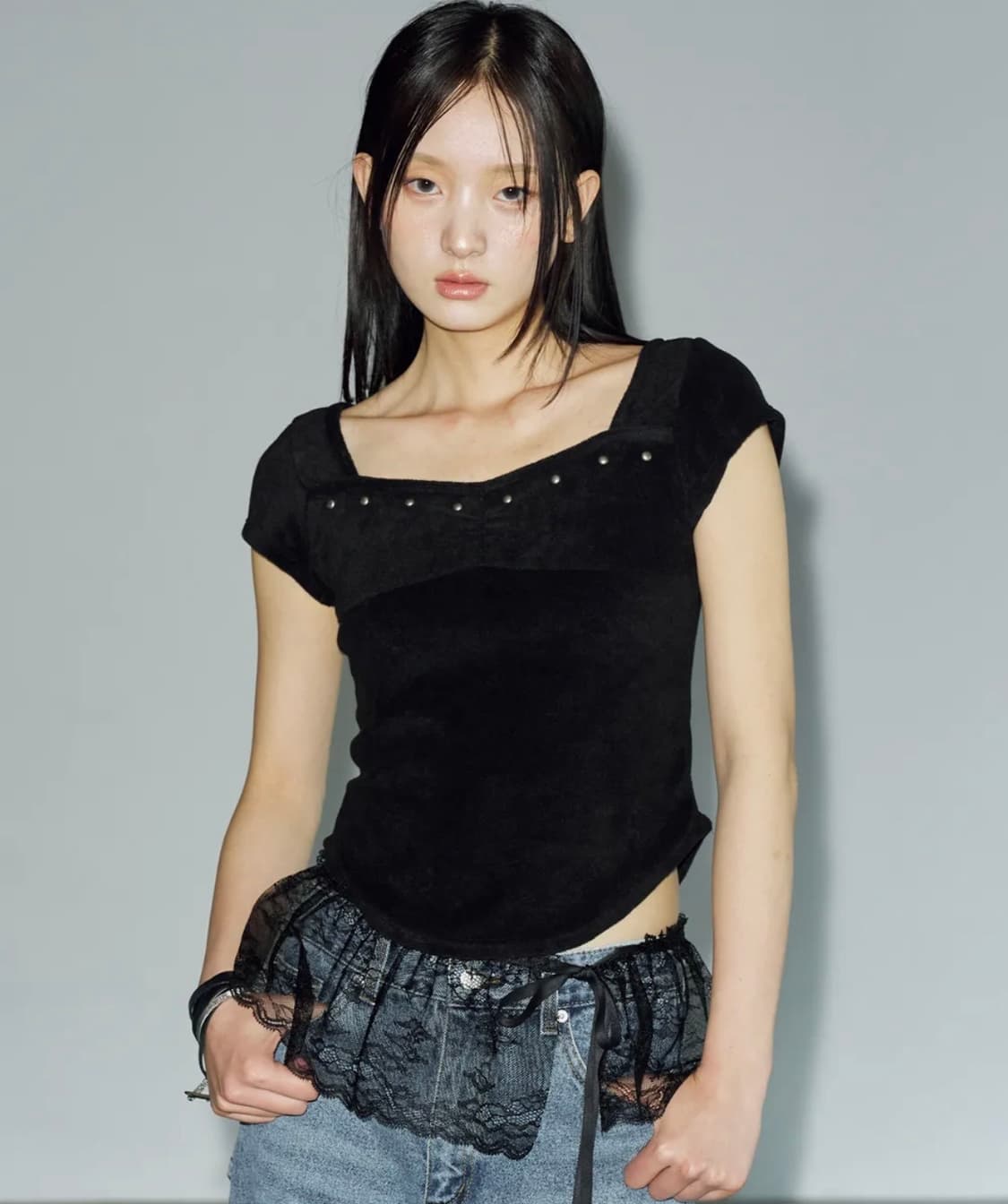 헬레네파리스 HELENE PARIS 테리 스터드 하프 티셔츠 상품이미지1