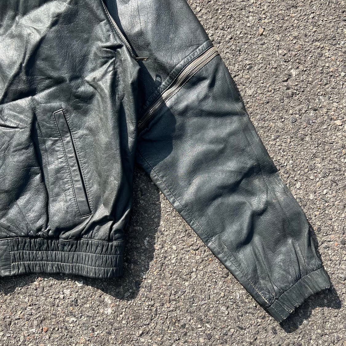 90’s 디테쳐블 카우 레더 자켓 상품이미지4