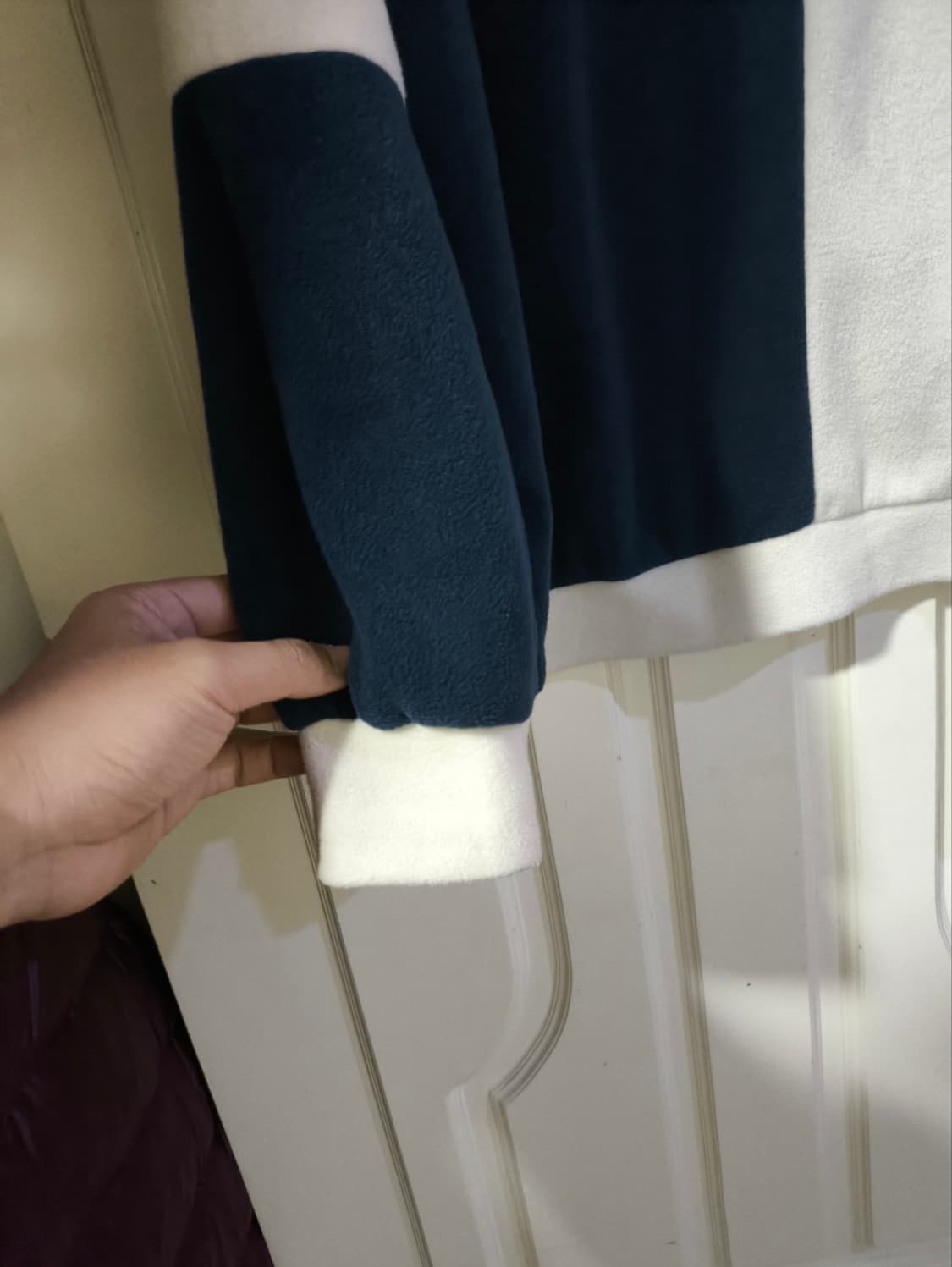 오버핏F 블럭 체커보드 후리스 반집업 상품이미지3