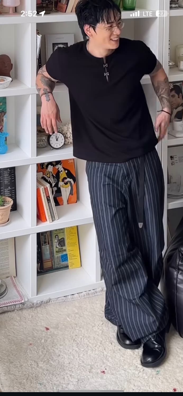 홀리인코드 스트라이프 바지 M 상품이미지1