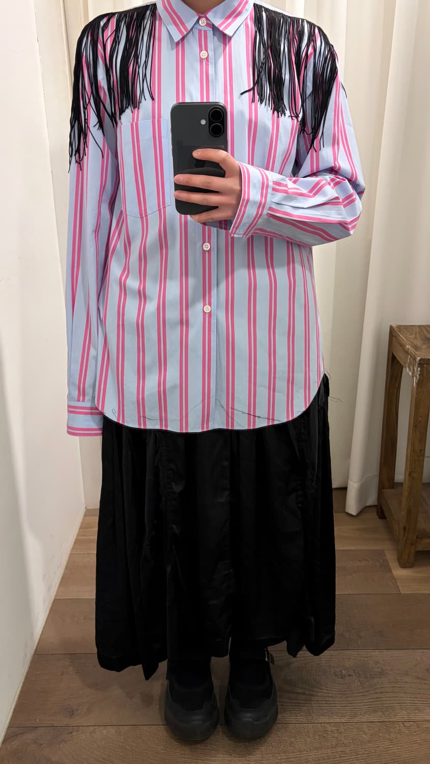 Fringe Detail Stripe Shirts 상품이미지7