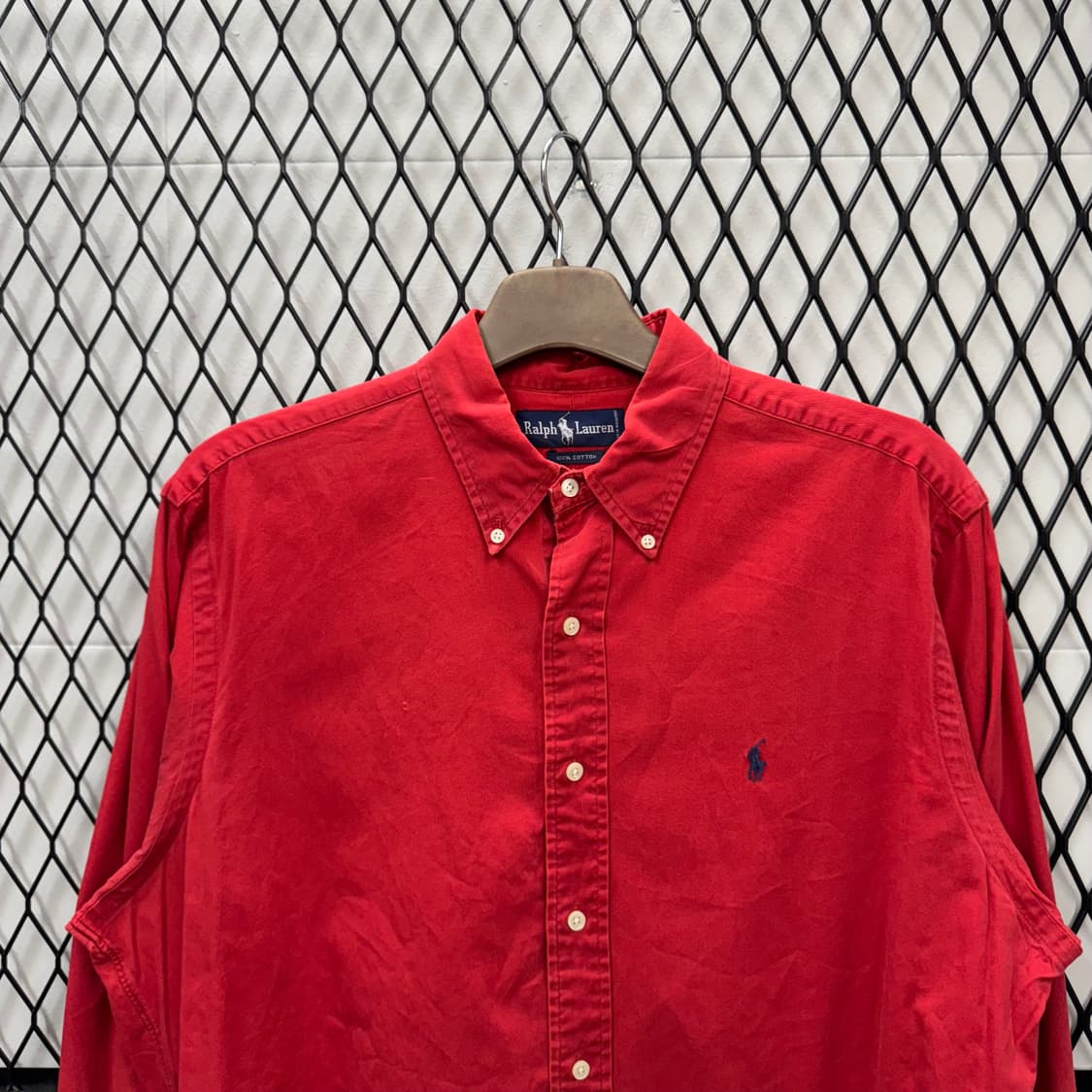 폴로 랄프로렌 솔리드 긴팔 셔츠 네이비 포니 포인트 레드 상품이미지3