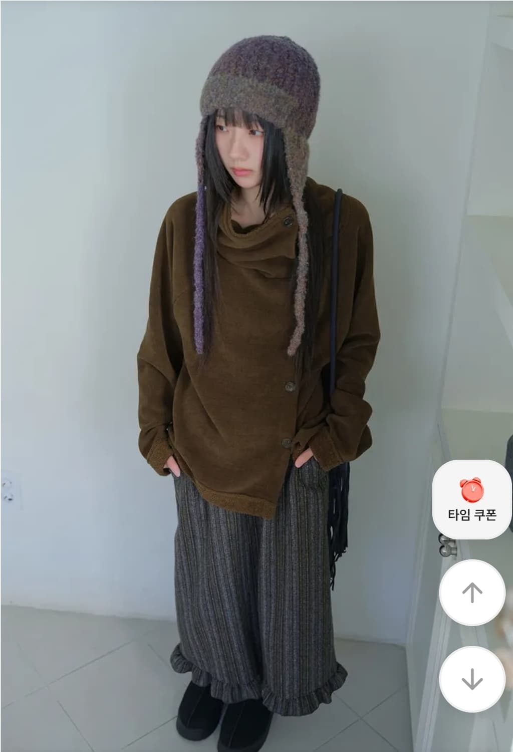틸데서울 하이넥 퍼 카키 가디건 상품이미지6