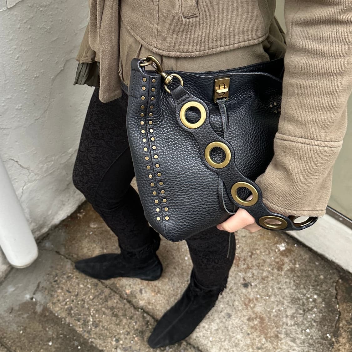 00s 레베카 민코프 가죽 & 앤틱 브라스 숄더백 상품이미지9