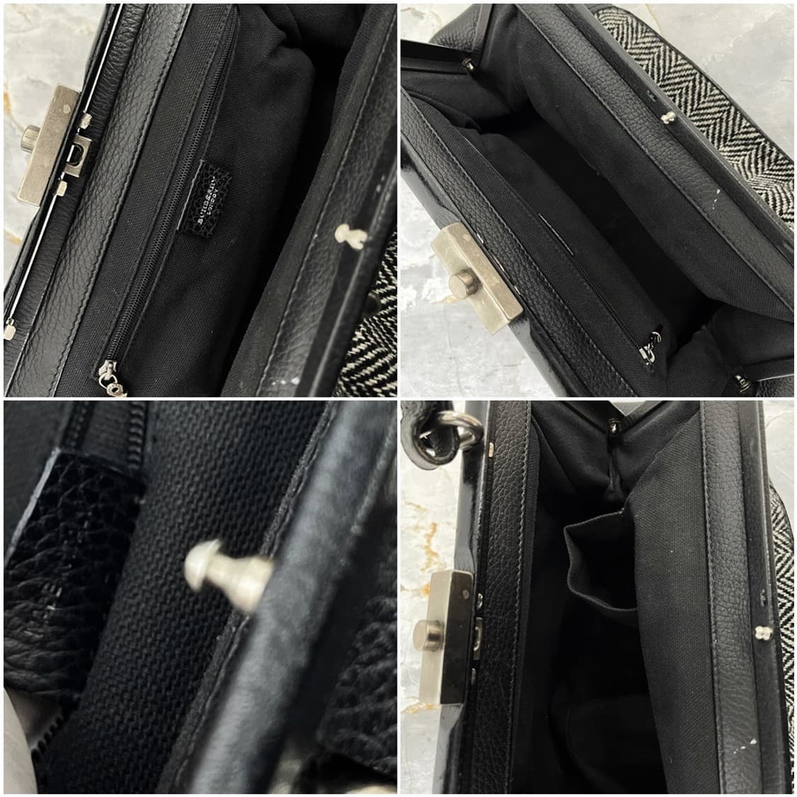 Burberry Vintage Leather Herringbone Tot 상품이미지7