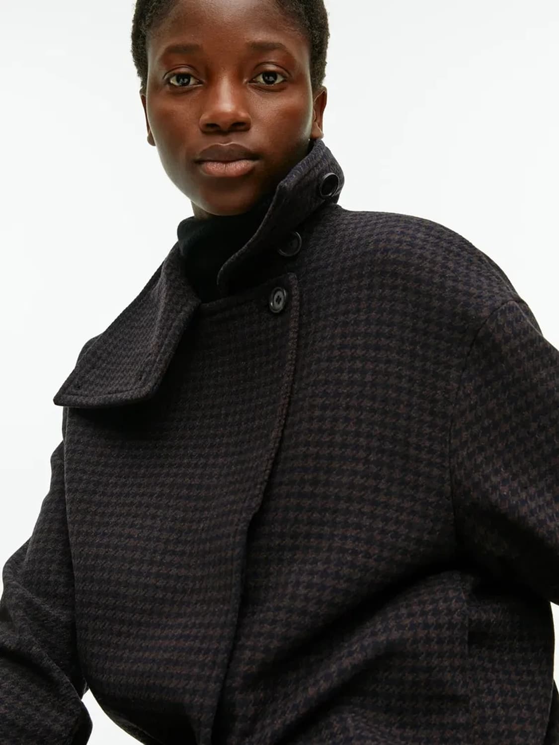 [34] ARKET 아르켓 하이넥 체크 오버핏 울 자켓 상품이미지2