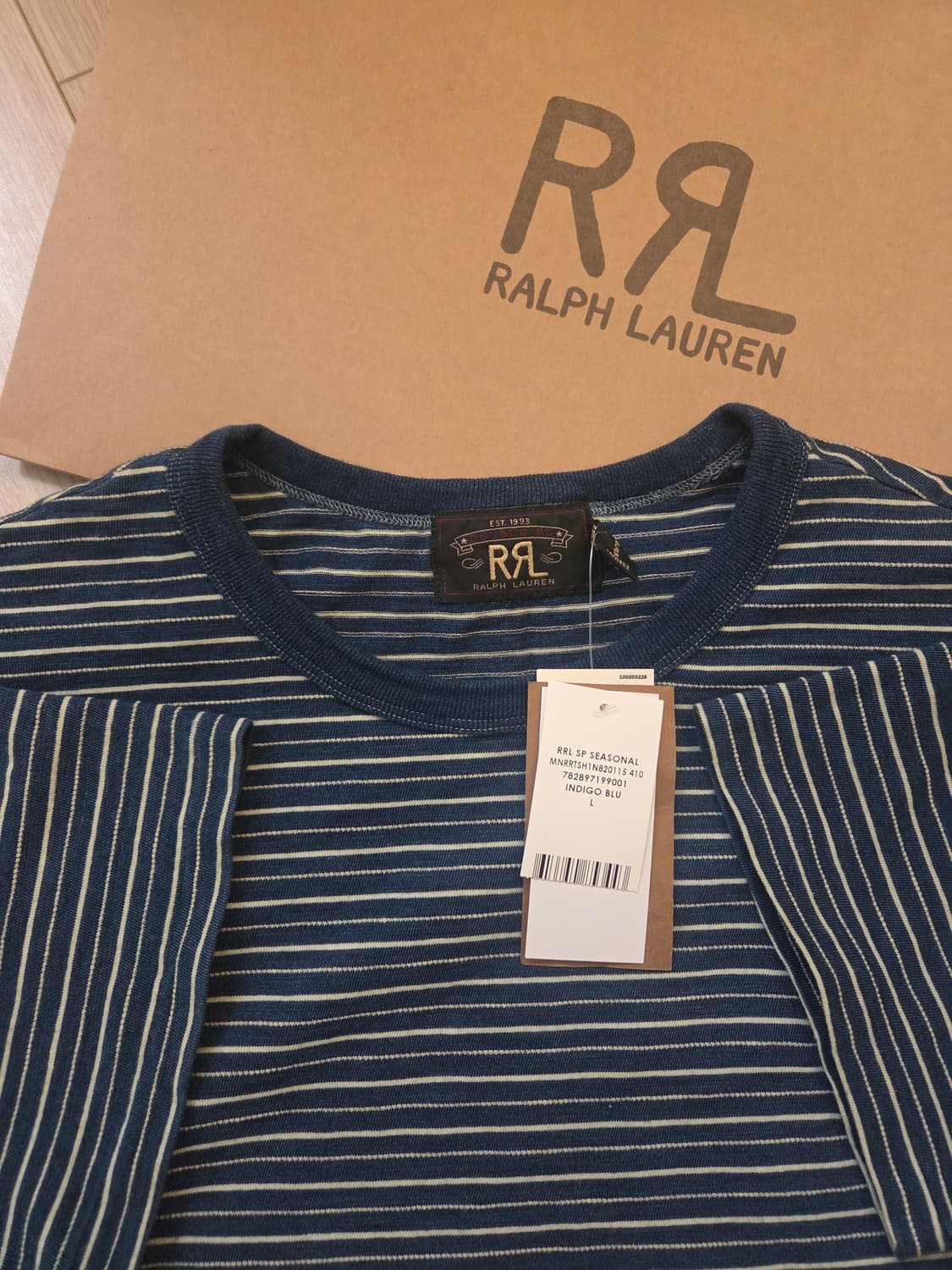 (새상품L) RRL 인디고스트라이프 크루넥 반팔 L 26ss 상품이미지1