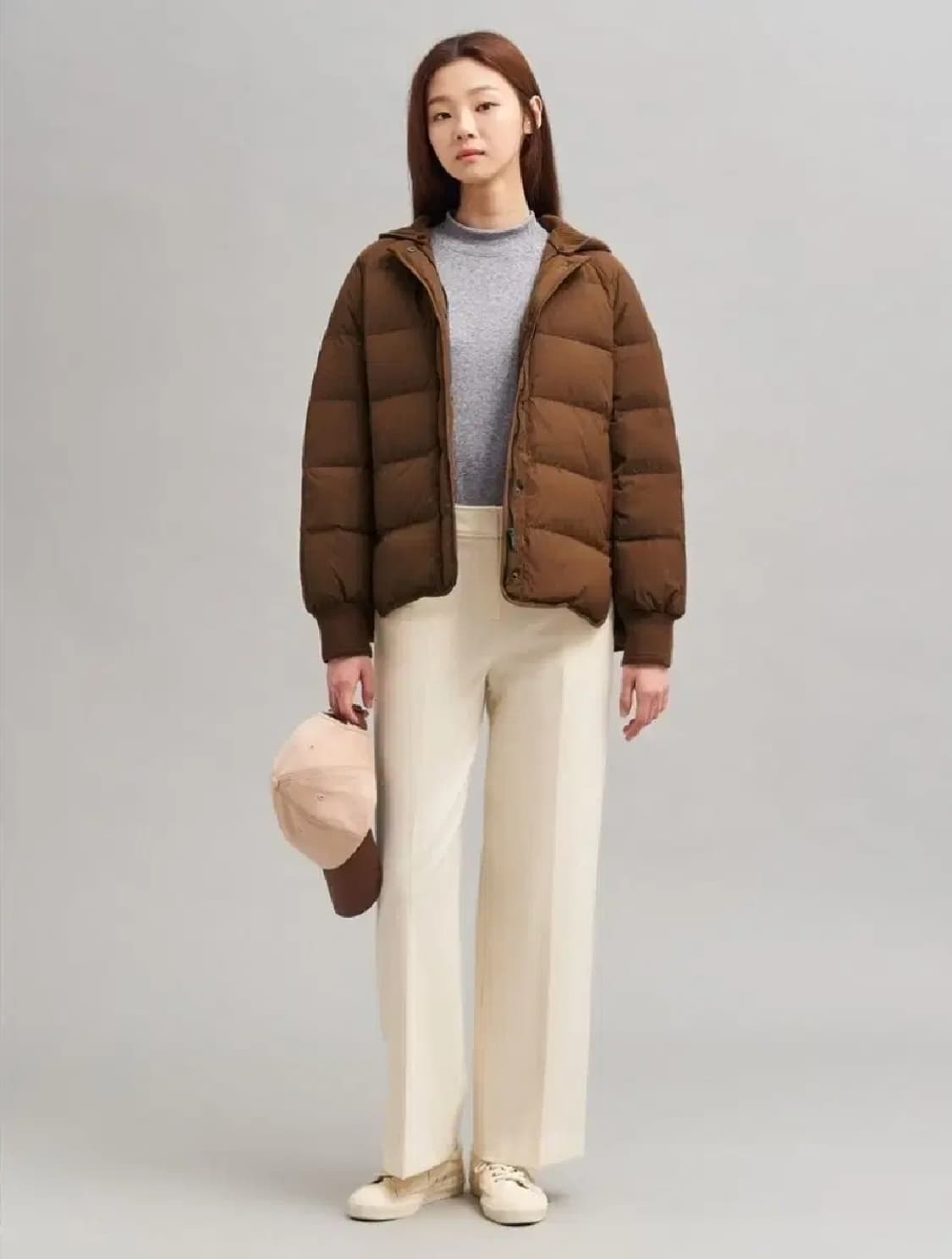 (95)여성 빈폴 니트후드 구스다운 패딩 상품이미지1