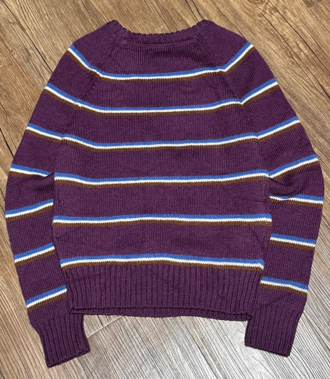 멜로나 USA 퍼플 스트라이프 울 니트 스웨터 상품이미지3