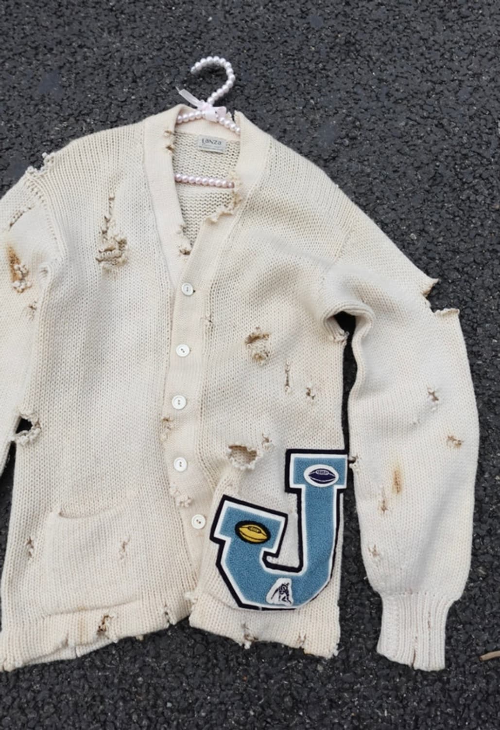 60s Lanza 번드&디스트레스드 레터맨 가디건 상품이미지2