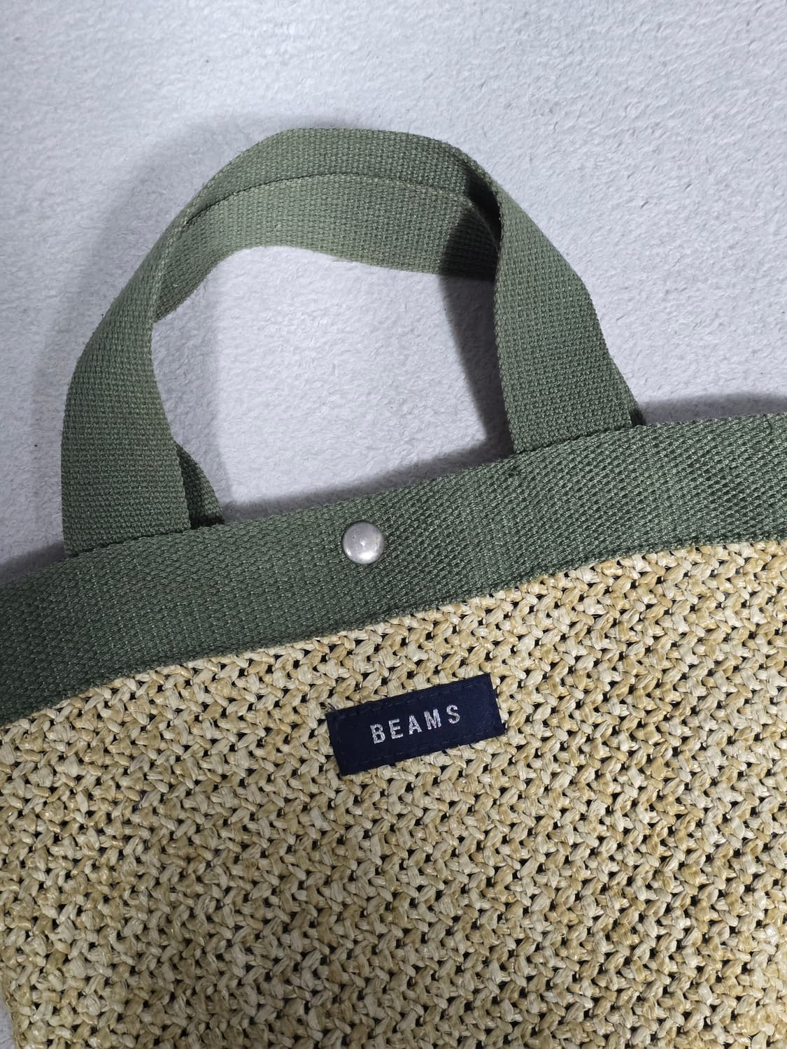 Beams 빔즈 라탄 토트백 카키 상품이미지2