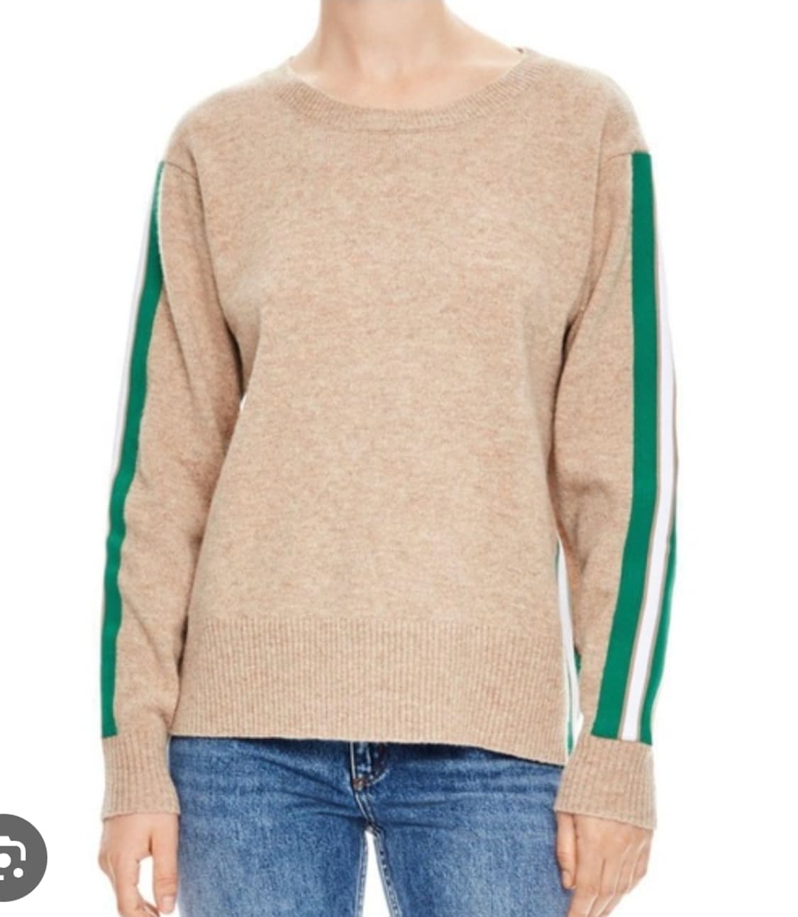 산드로 배색라인 라운드넥 니트 탑 44~66 상품이미지1