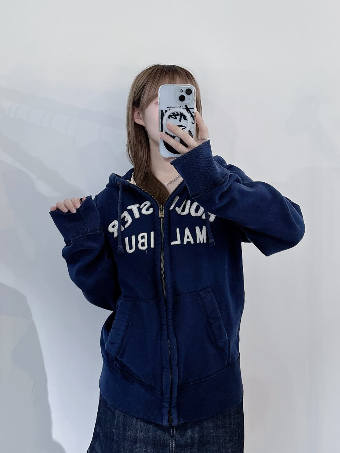 홀리스터 네이비 빅로고 후드집업 상품이미지1