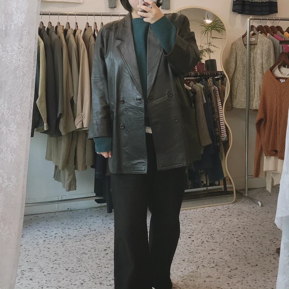 양가죽 오버핏 블랙레더자켓(Japan made) 상품이미지10