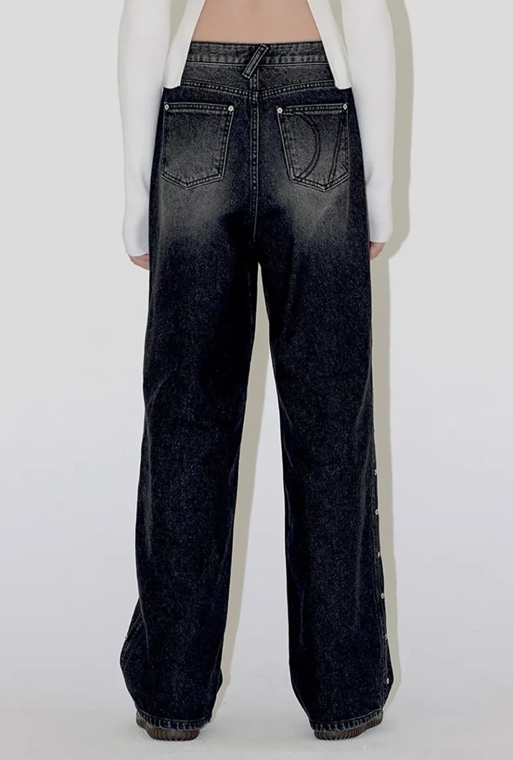 Side Fasten Denim Pants (Black) 상품이미지3