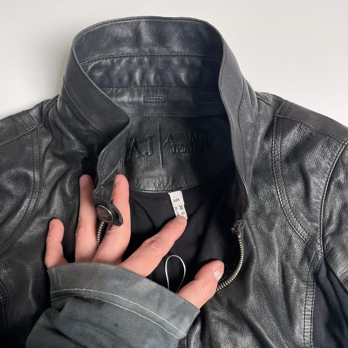 Armani jeans 레더&져지 자켓 (italy)   상품이미지8