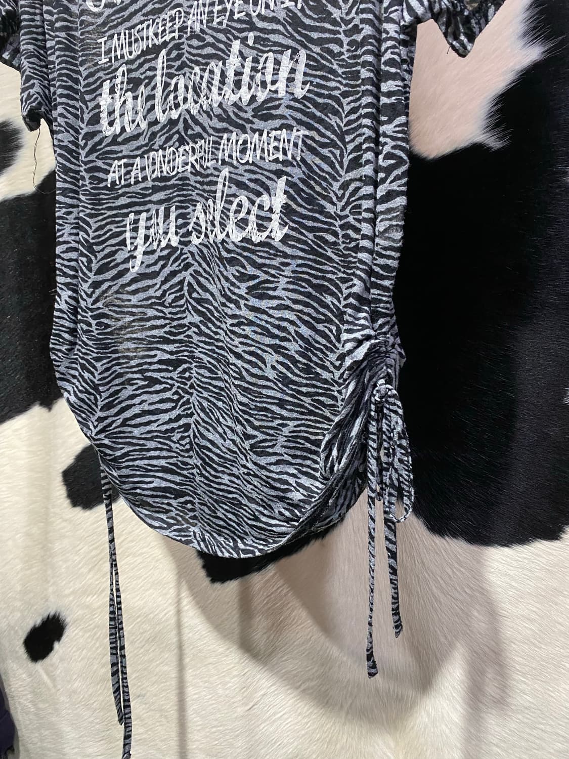 Japanese vtg 지브라패턴 셔링 반팔티셔츠 상품이미지4