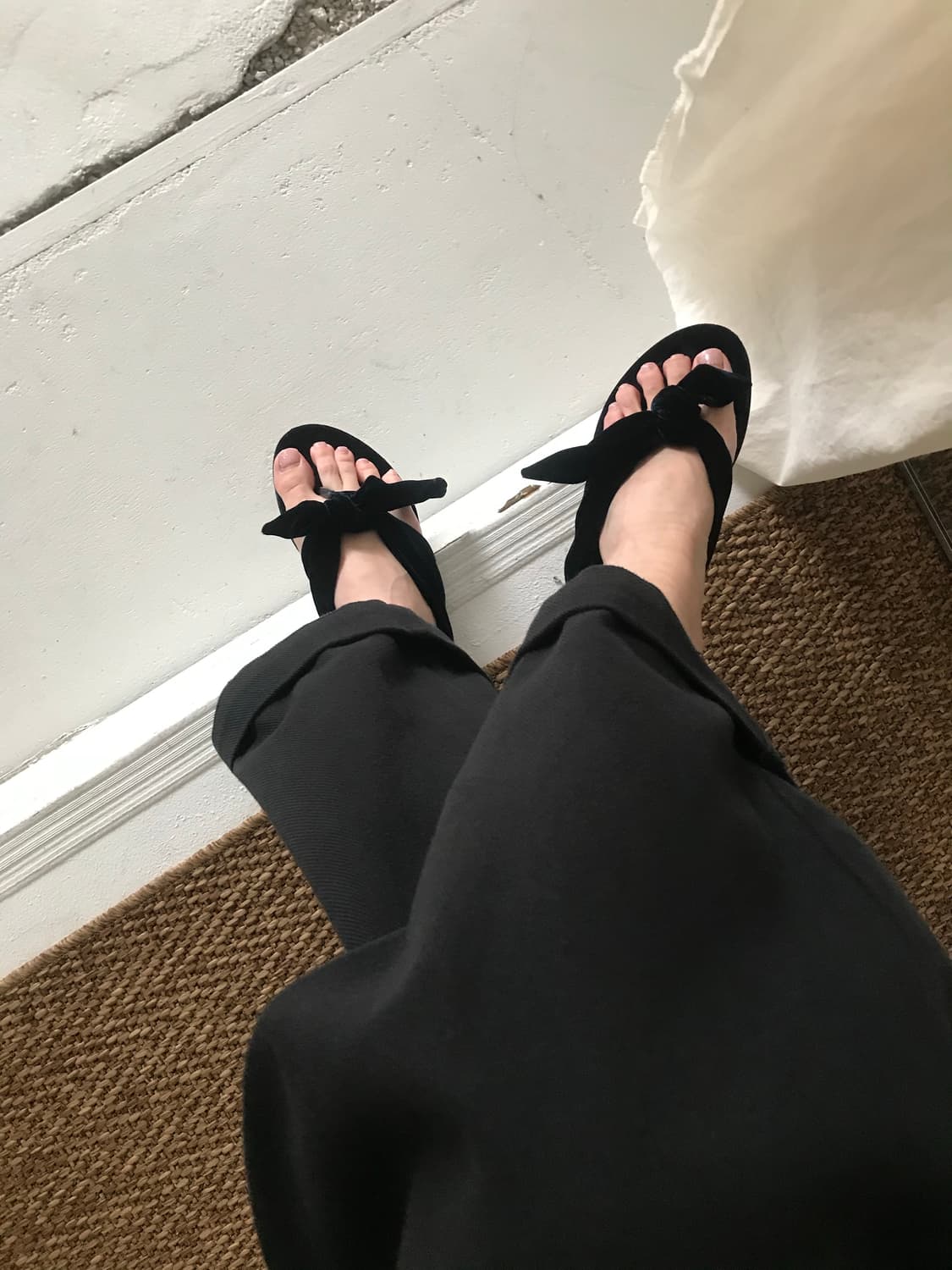 ribbon velvet flip-flops 상품이미지2