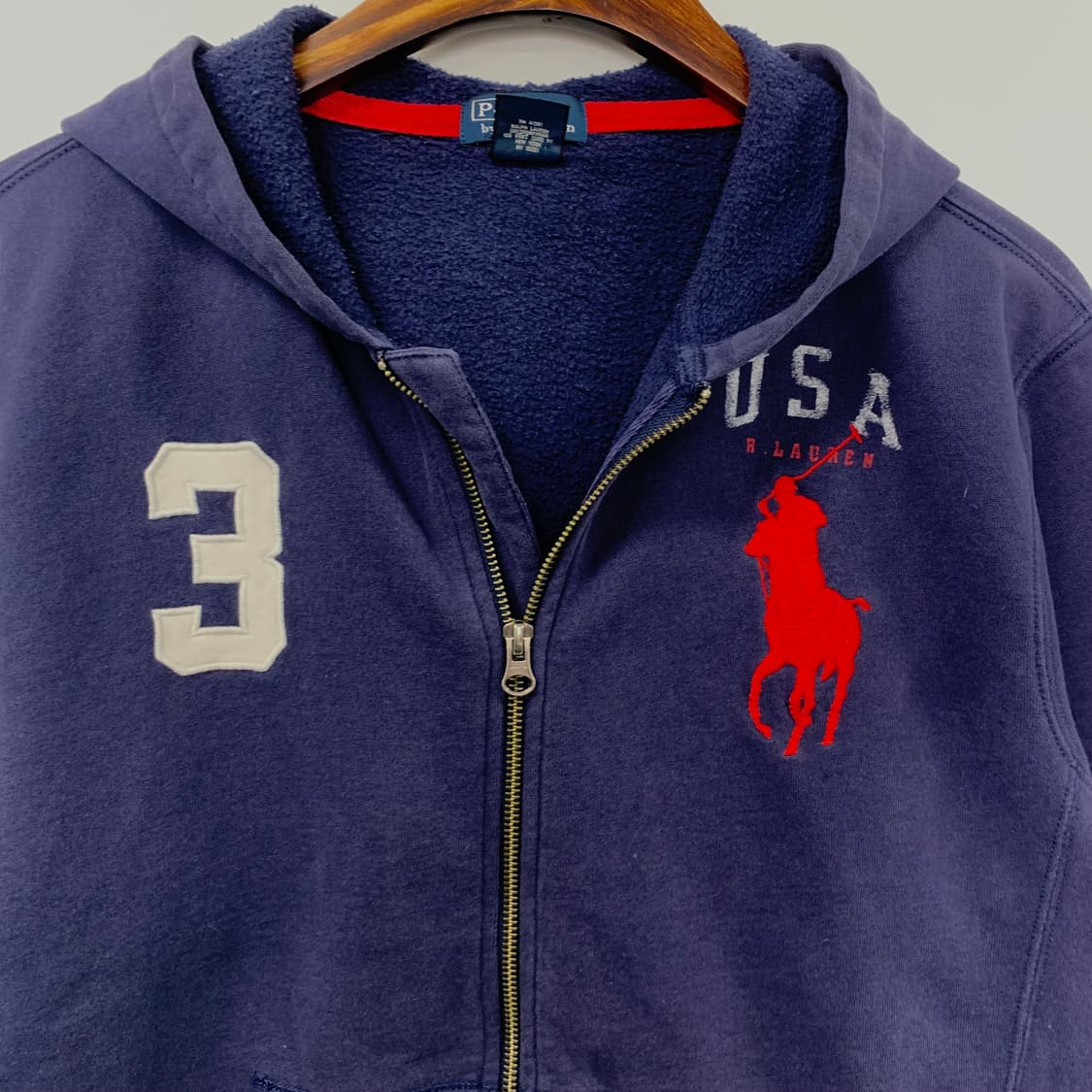 폴로 랄프로렌 빅포니 USA 성조기 네이비 후드집업 상품이미지4