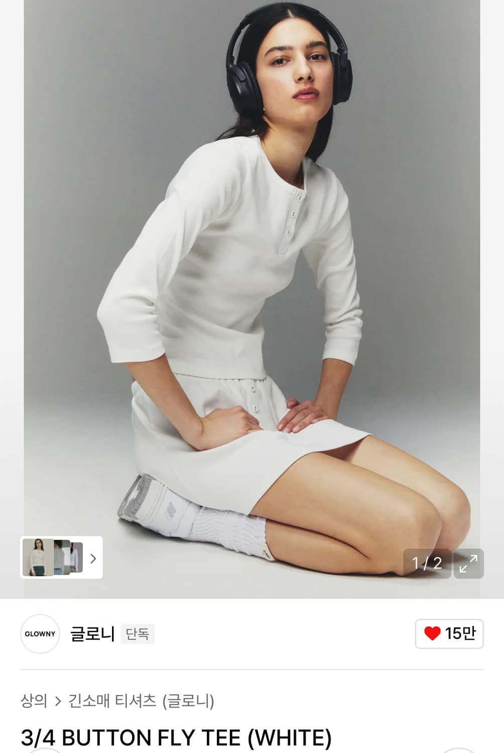 3/4 BUTTON FLY T EE (WHITE) 상품이미지1