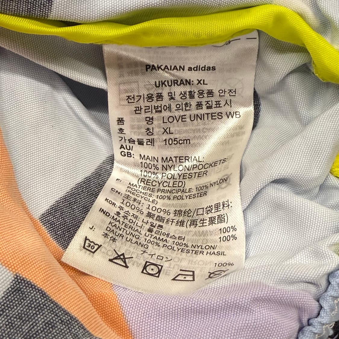 [정품/XL] 아디다스 컬러풀 패턴 바람막이 자켓 b18 상품이미지6