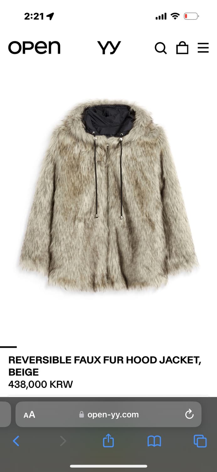 Open yy reversible fur jacket M -> S 상품이미지1