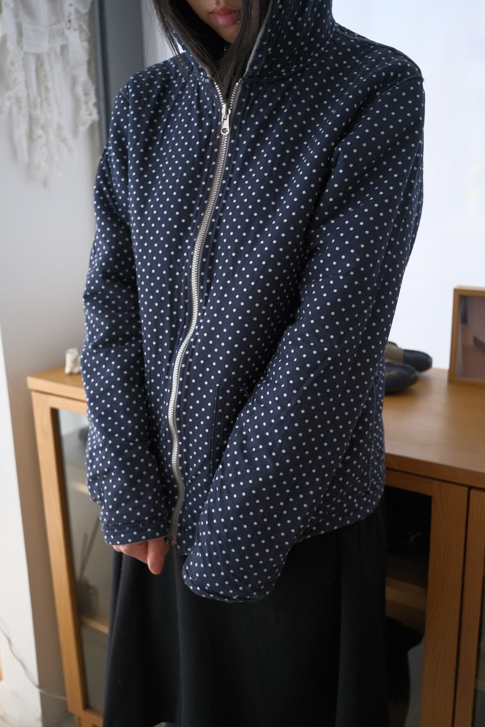 Reversible dot hood zip-up 상품이미지3