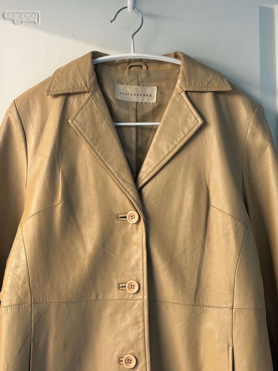 일본빈티지 소가죽 코트 베이지 상품이미지4