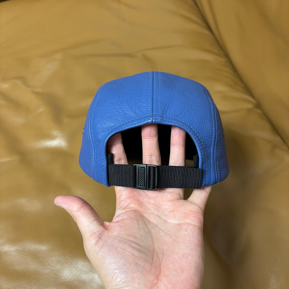 Supreme 슈프림 레더 블루 캠프캡 모자 (Leather Blue) 상품이미지7