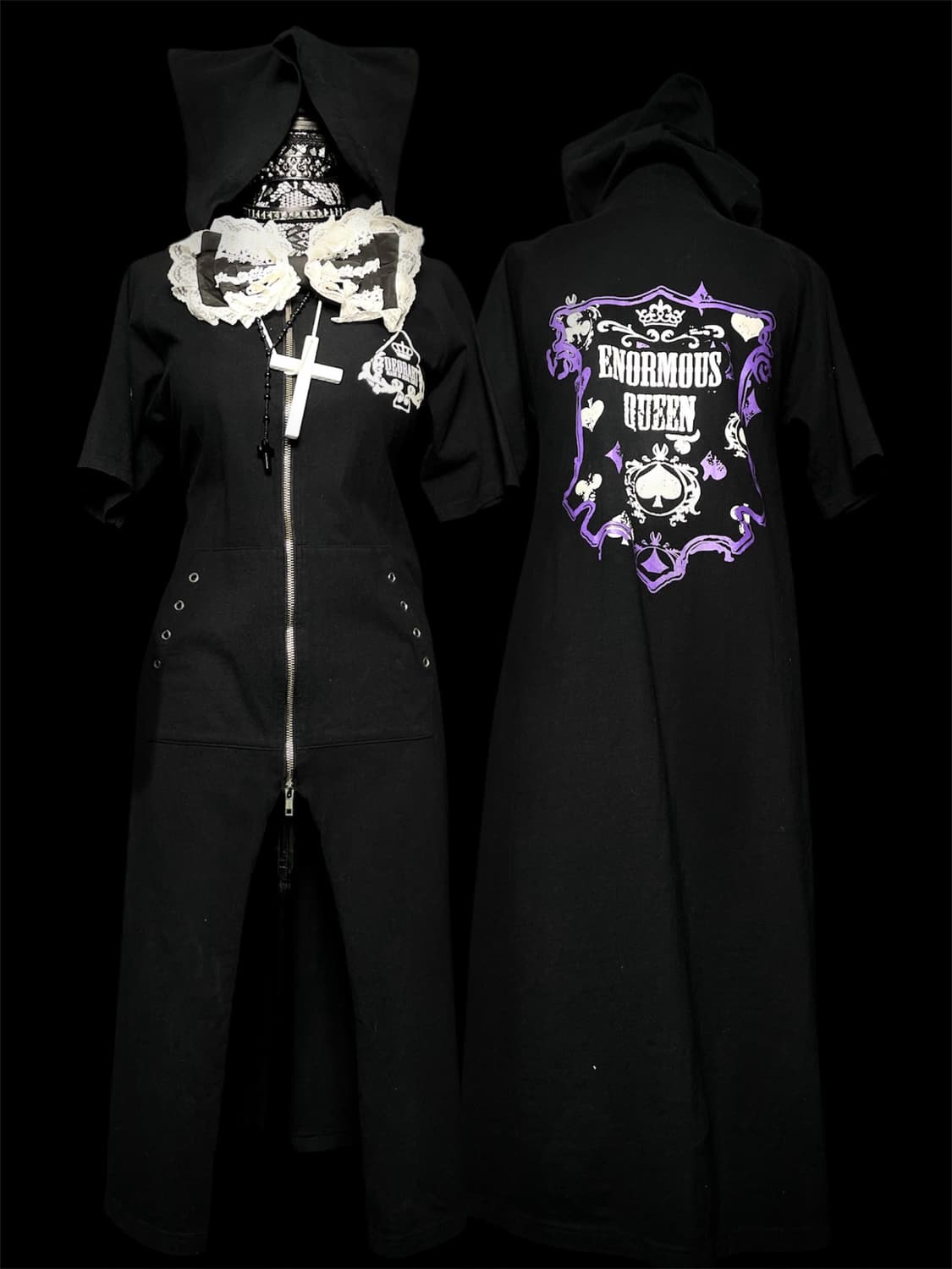 DEORART 디오라르트 네코 고양이 펑크 블랙 후드집업 원피스 상품이미지1