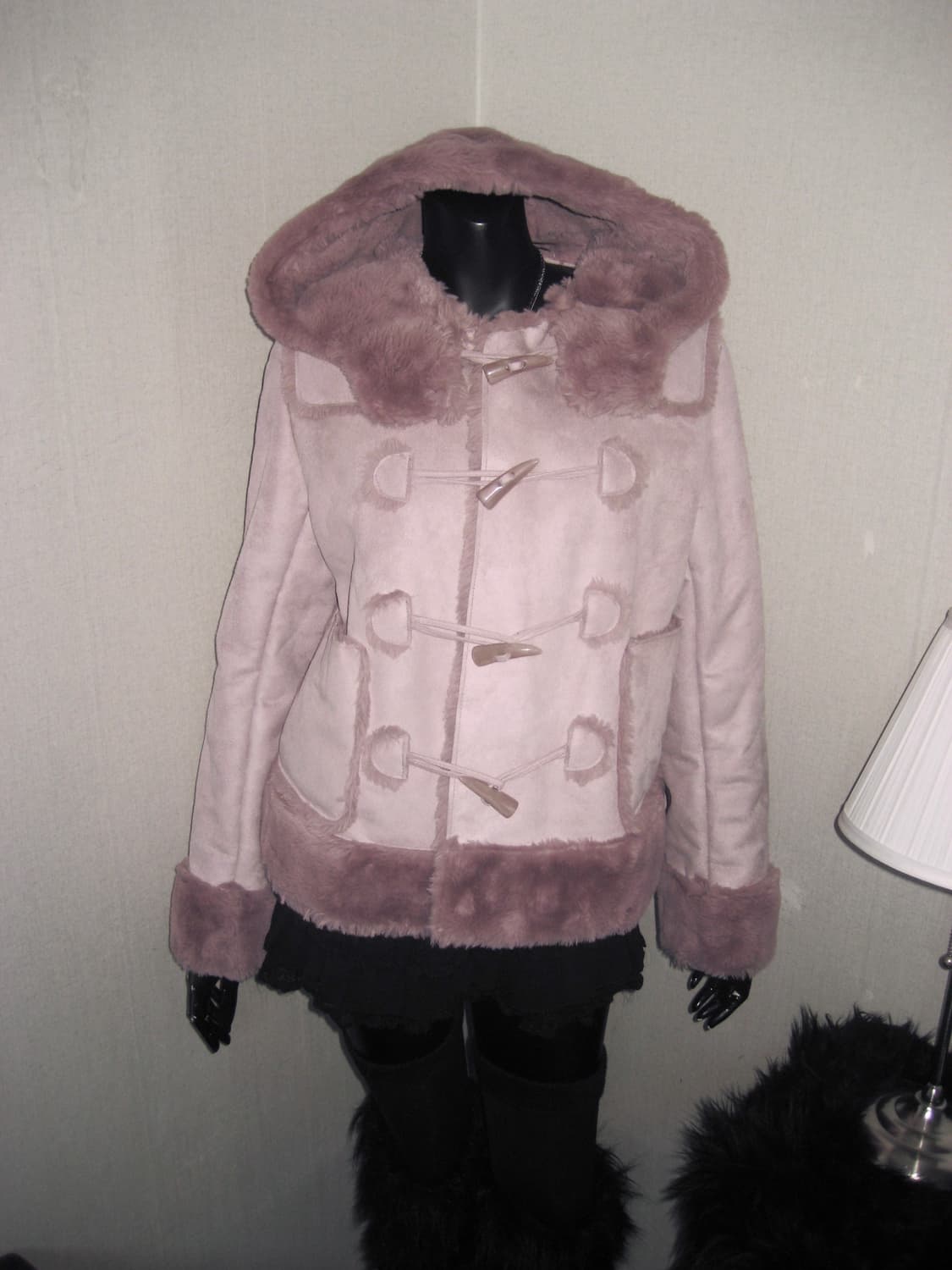 Jpn 핑크 퍼 떡볶이 코트 무스탕 퍼자켓 아우터 히메갸루 떡코 상품이미지7