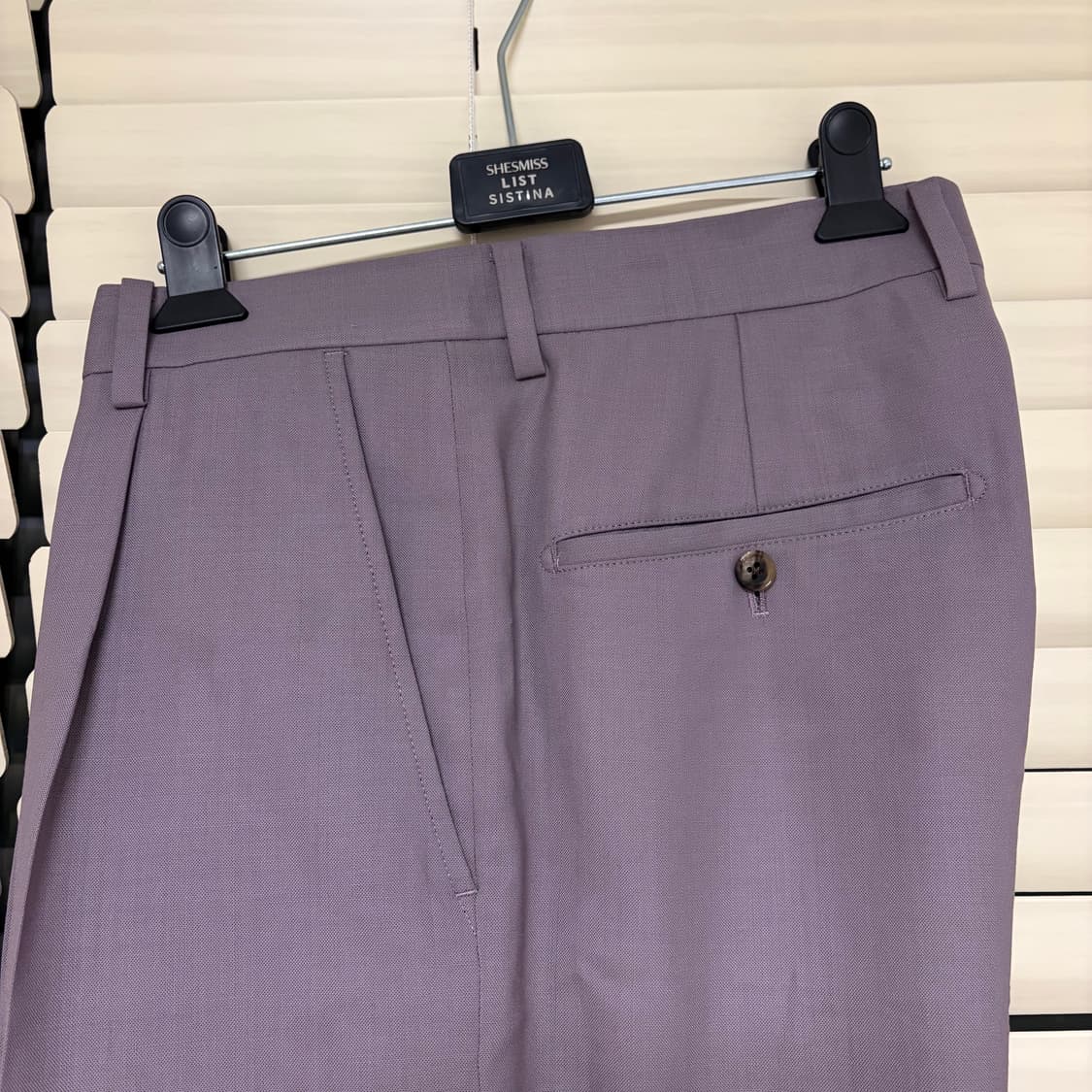 와코마리아 도멜 DORMEUIL 울 플리티트 쇼츠 반바지 퍼플 L 상품이미지5