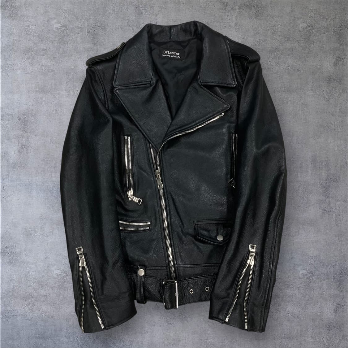 VTG 블랙 컬러 라이더 고트 가죽 자켓 상품이미지1