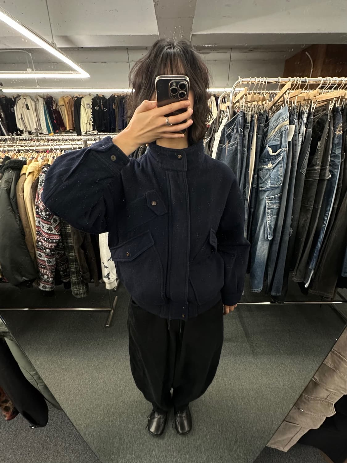 M)맥그리거 빈티지 네이비 울 봄버자켓 상품이미지1