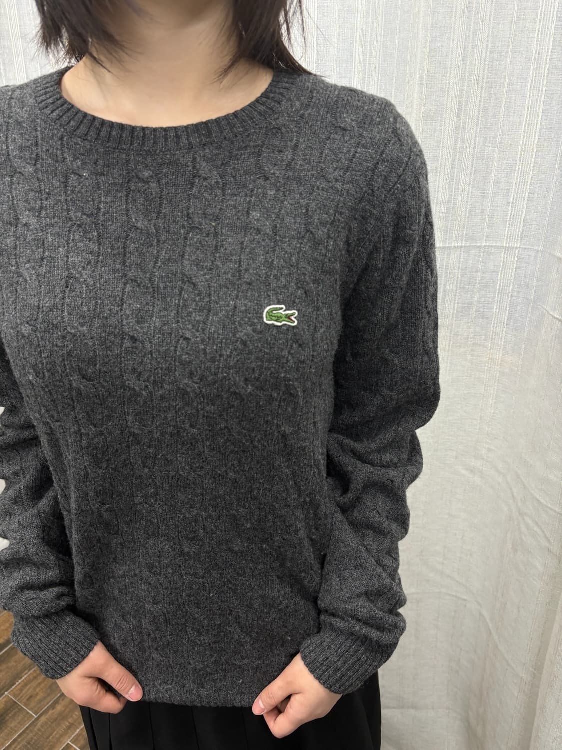 라코스테 그레이 꽈배기 니트 상품이미지2
