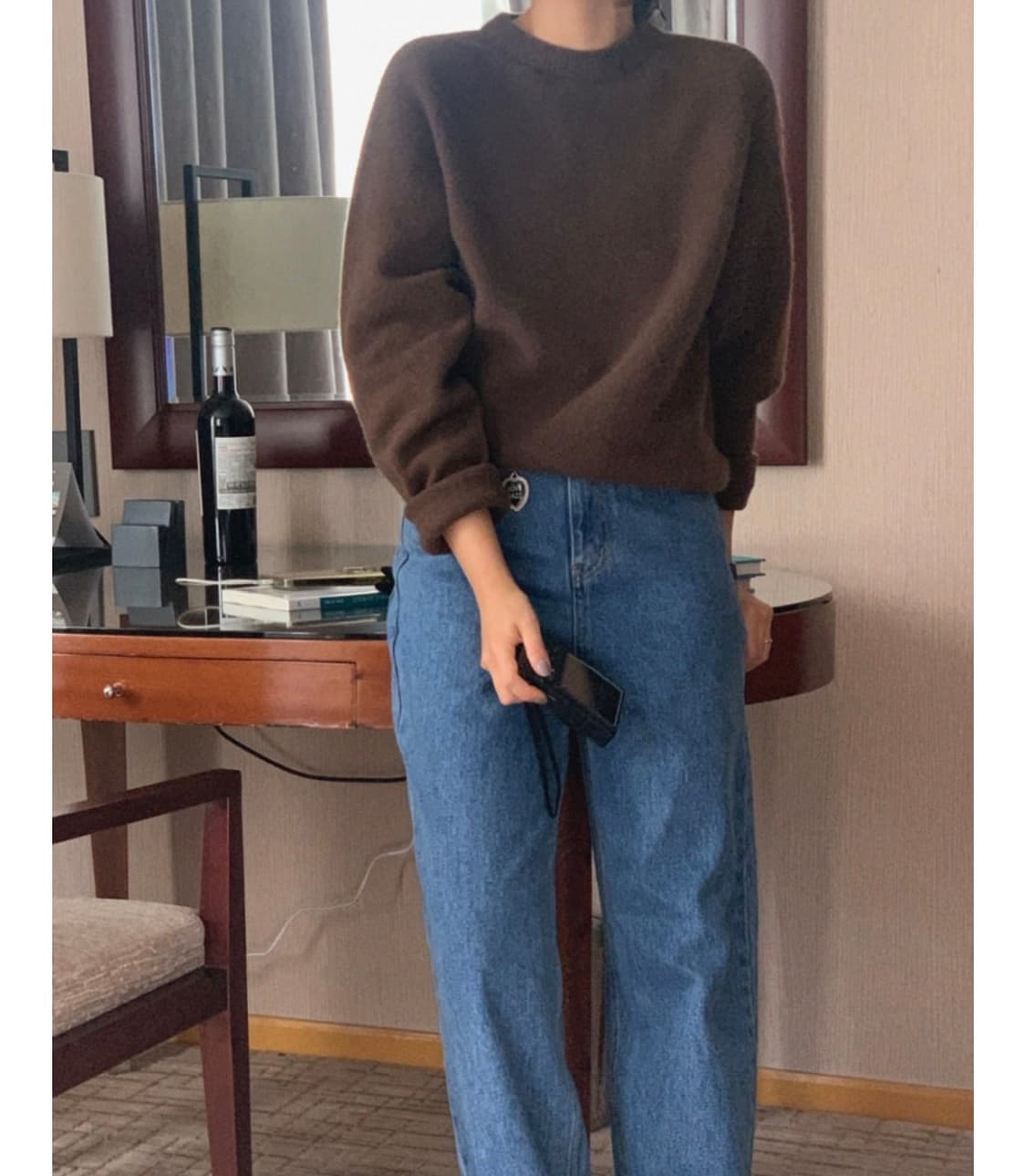 더키모 모리 캐시미어 니트 브라운 상품이미지1