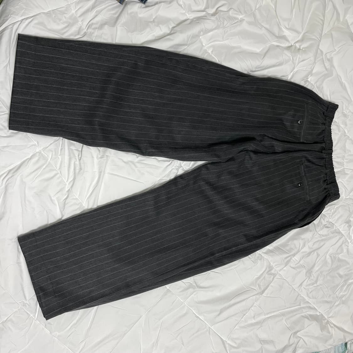 노운 wide tapered pants (stripe charcoal) 상품이미지3