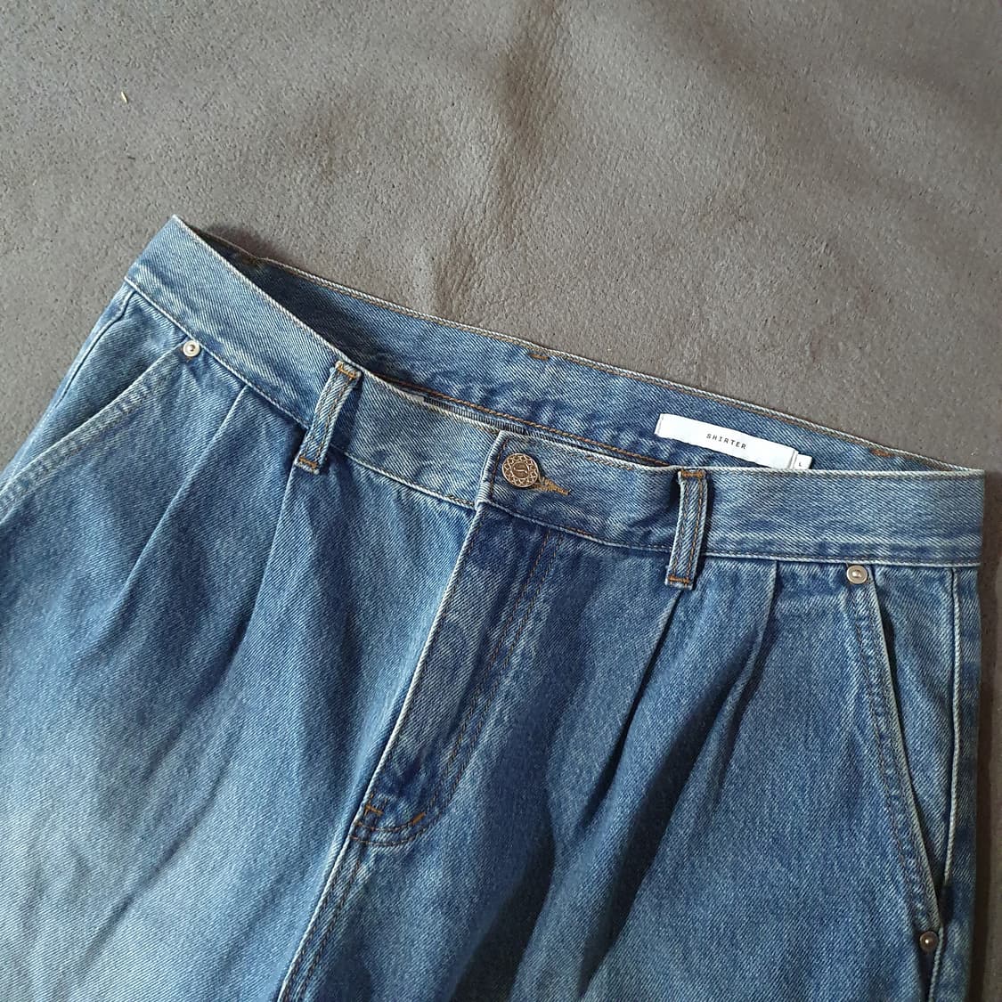 셔터 투턱 와이드 데님 팬츠 L 라이트블루 상품이미지6
